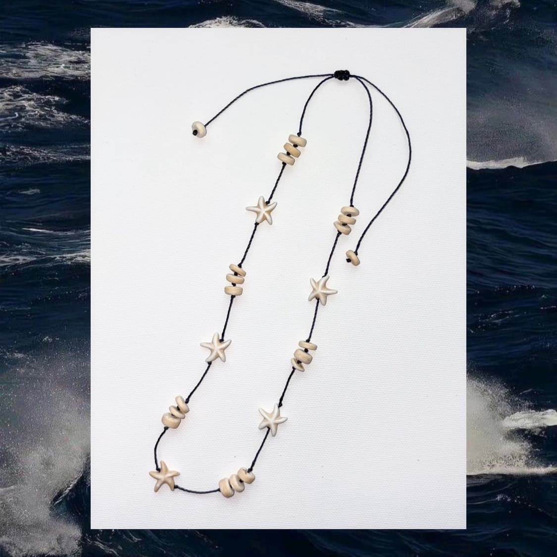 White star wood necklace 화이트 스타 우드 목걸이  상품이미지1