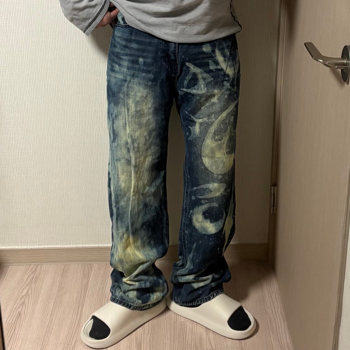 정품 아워데이즈 빈티지 워싱 세미와이드 데님팬츠 청바지 32인치 상품이미지1