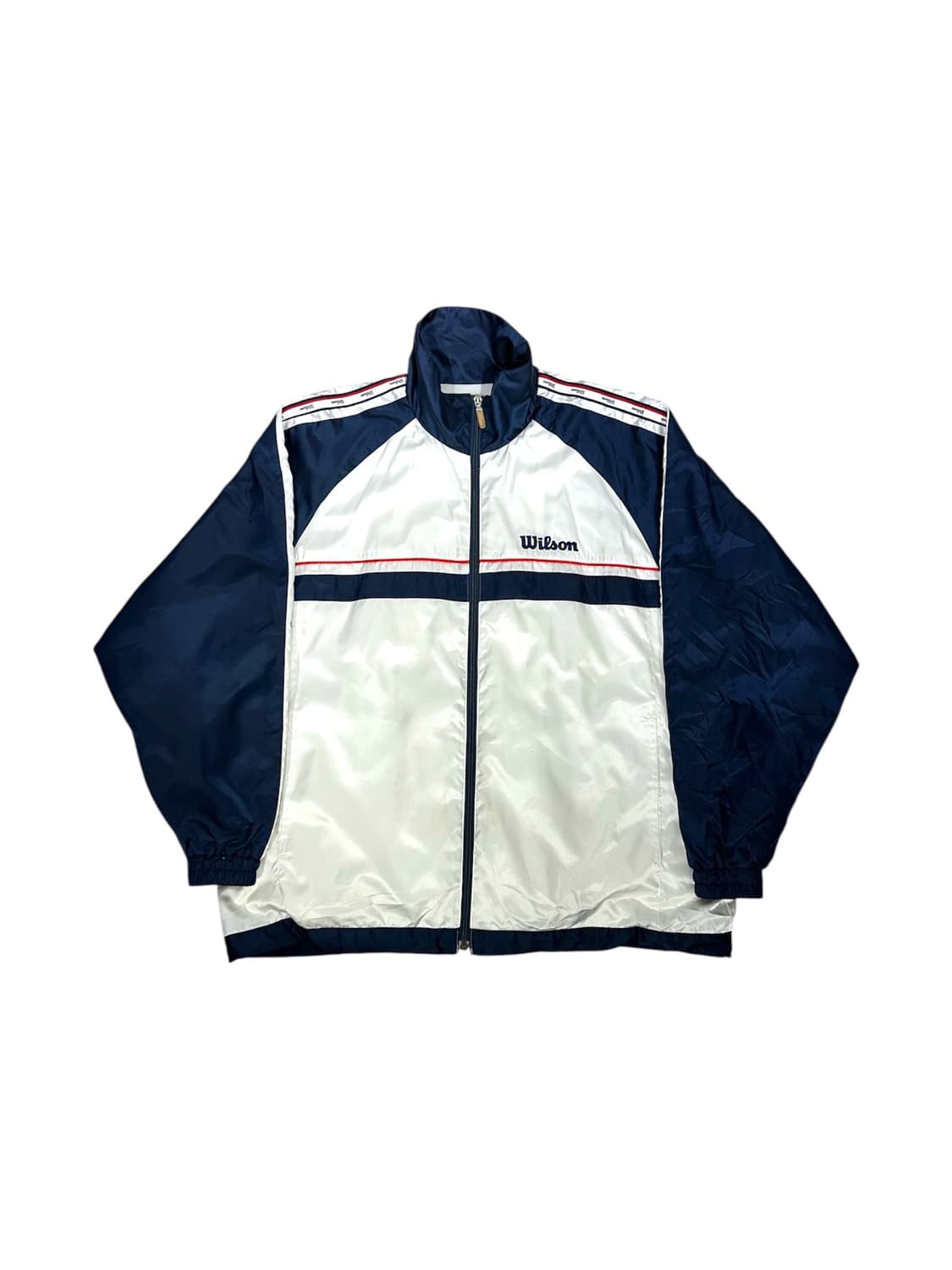일본 빈티지 wilom 화이트 사이드 라인 바람막이 트랙 자켓 S 상품이미지5