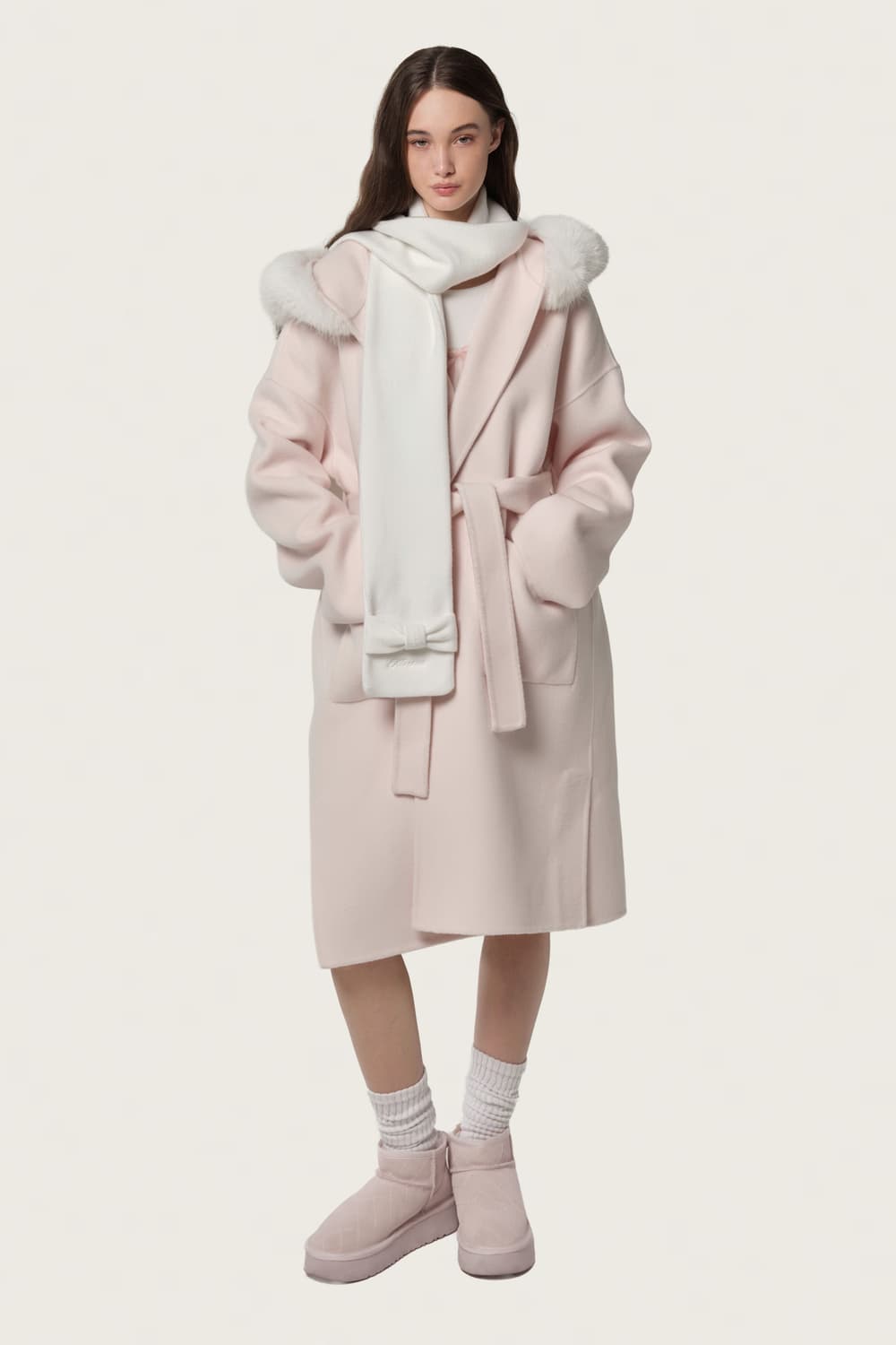 클리시어 베이비 리본 머플러/화이트/새상품 택O/무료배송 상품이미지2