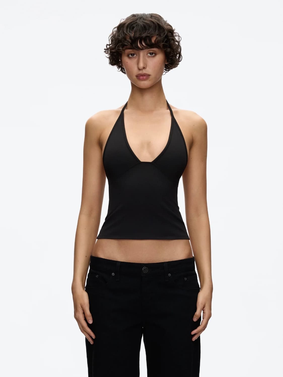 Tank air Dip halter in Black 탱크에어 딥홀터나시  상품이미지1