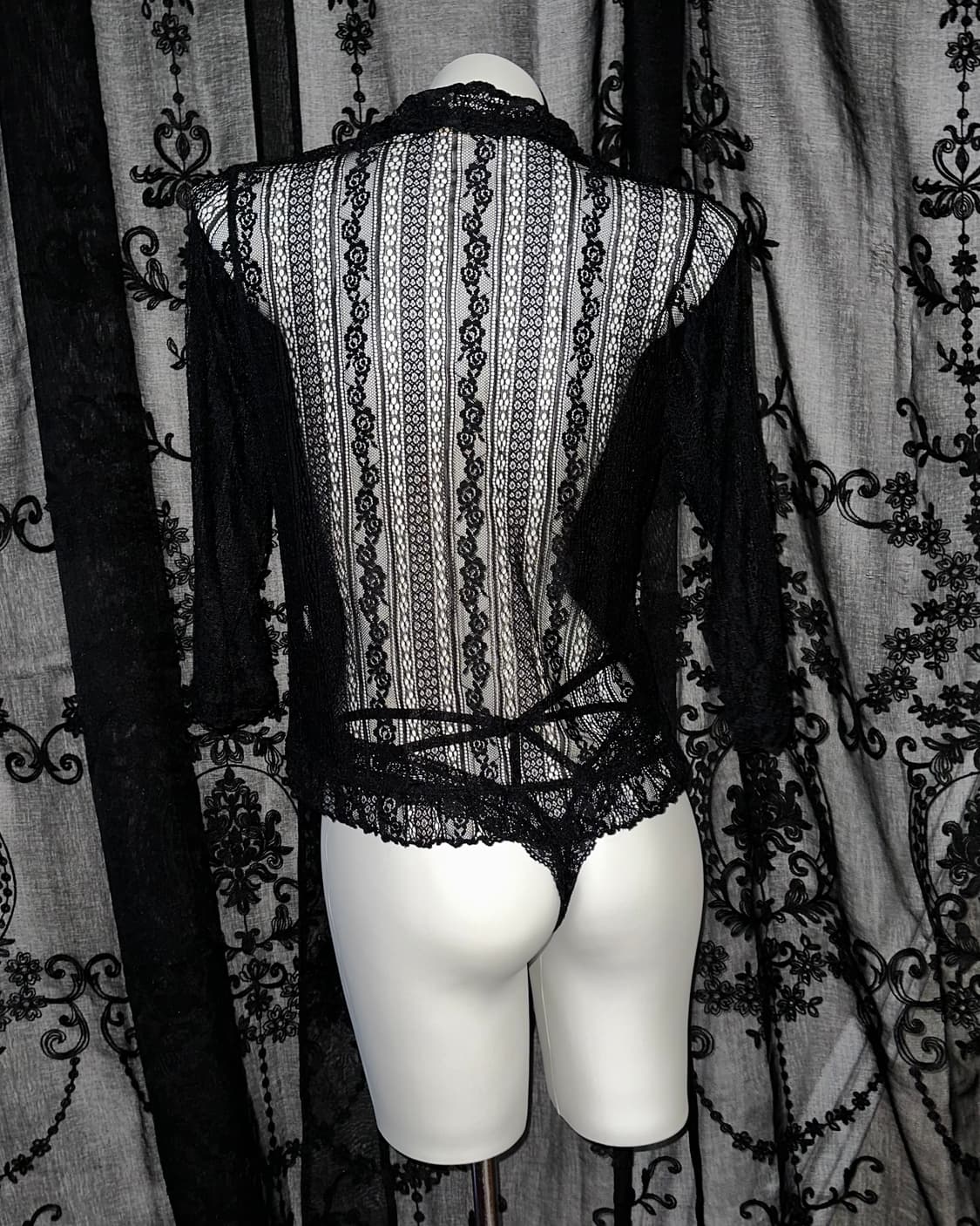 Black see-through lace cardigan 상품이미지3