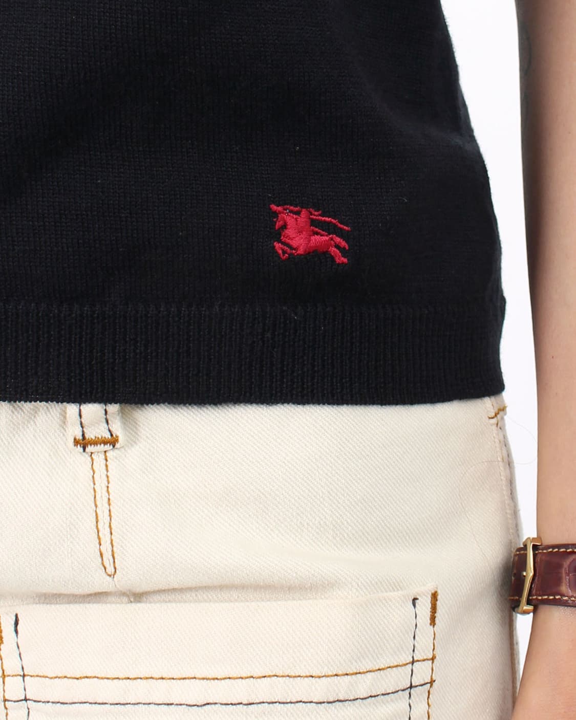 버버리 블랙 메리노울 반팔 니트 S 상품이미지2