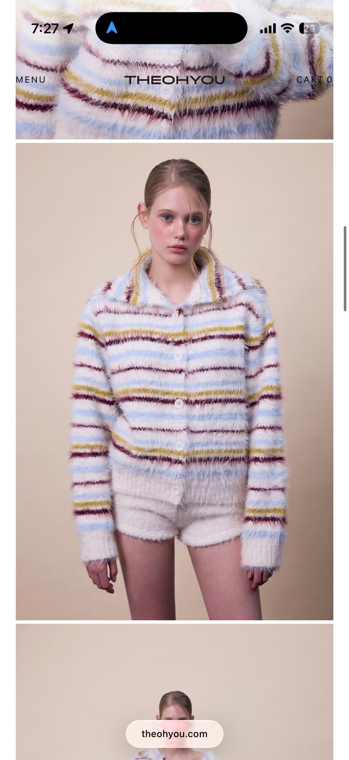 더오유 하이넥 THEOHYOU 스트라이프 가디건 상품이미지1