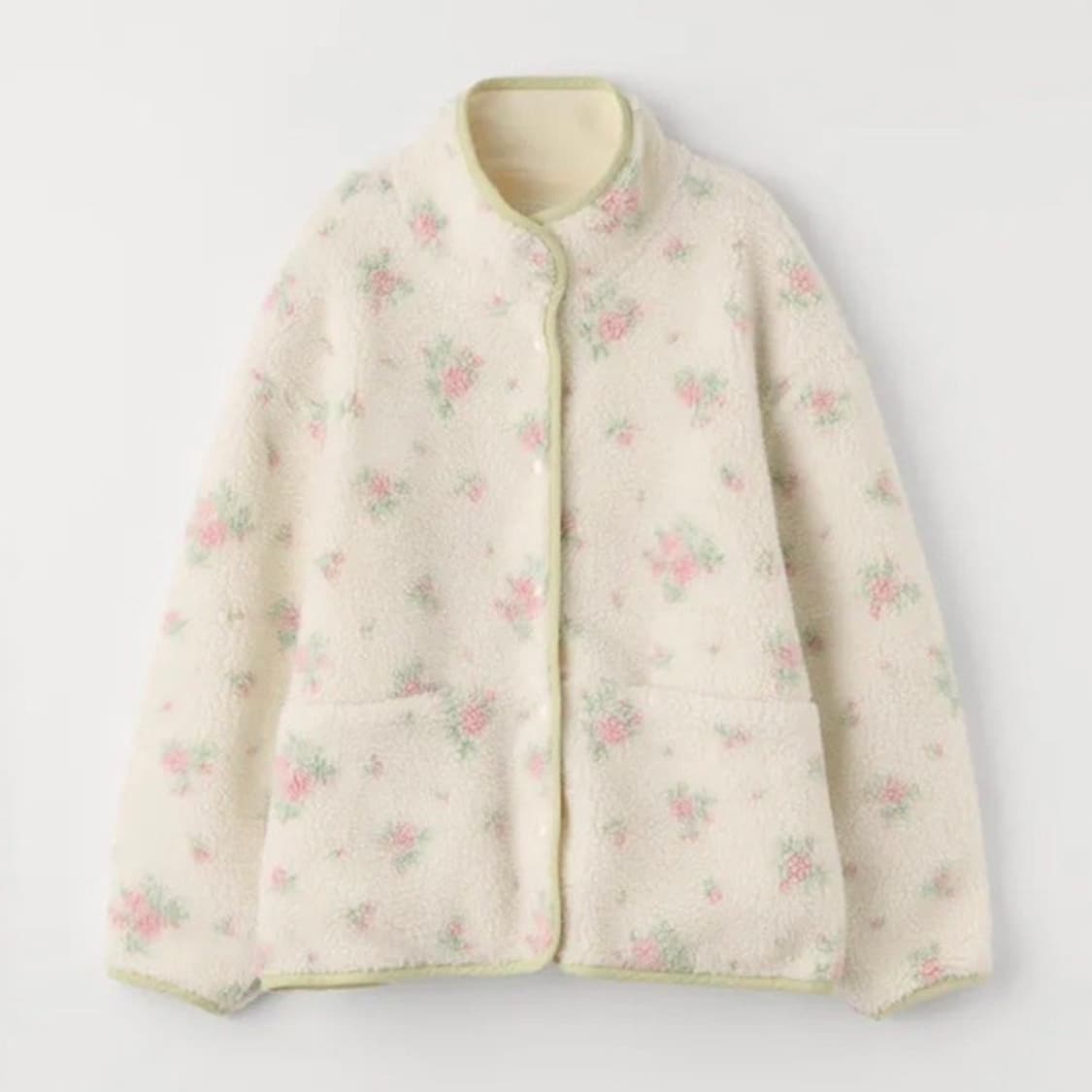 플라워 리버시블 플리스 자켓 아이보리 상품이미지2