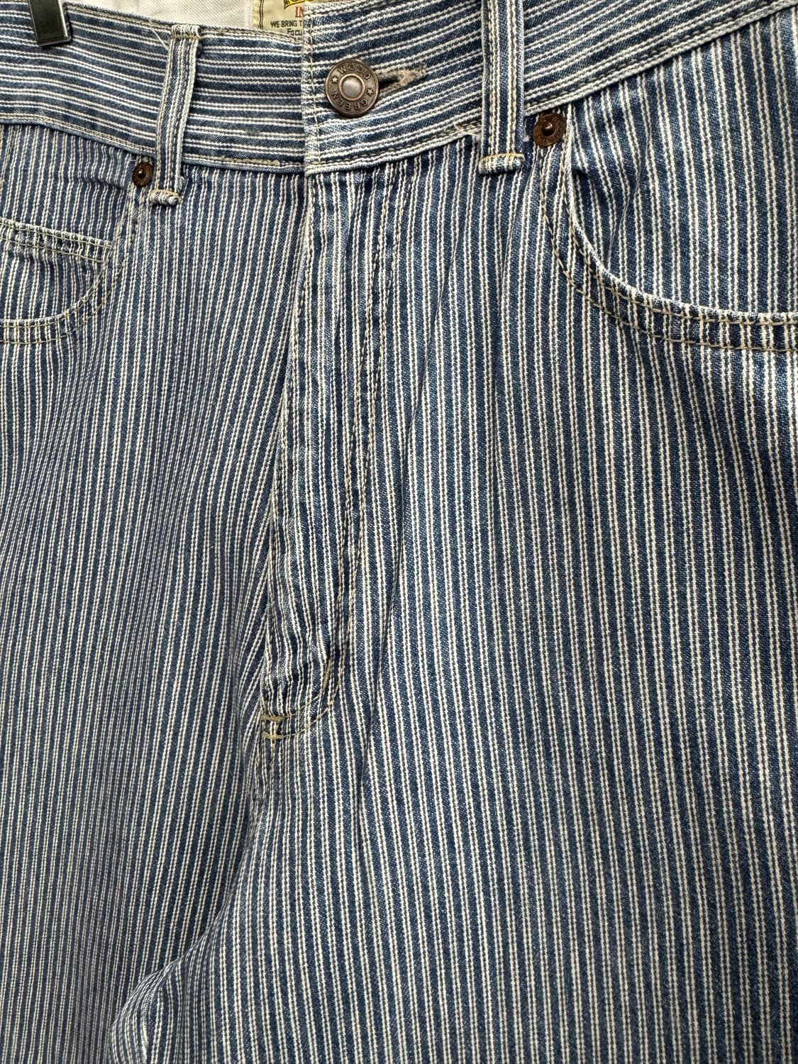 japanese vintage green wood 스트라이프 워크팬츠 상품이미지2