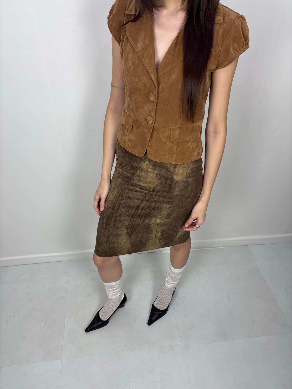 MIXED BROWN SUEDE SKIRT 상품이미지6