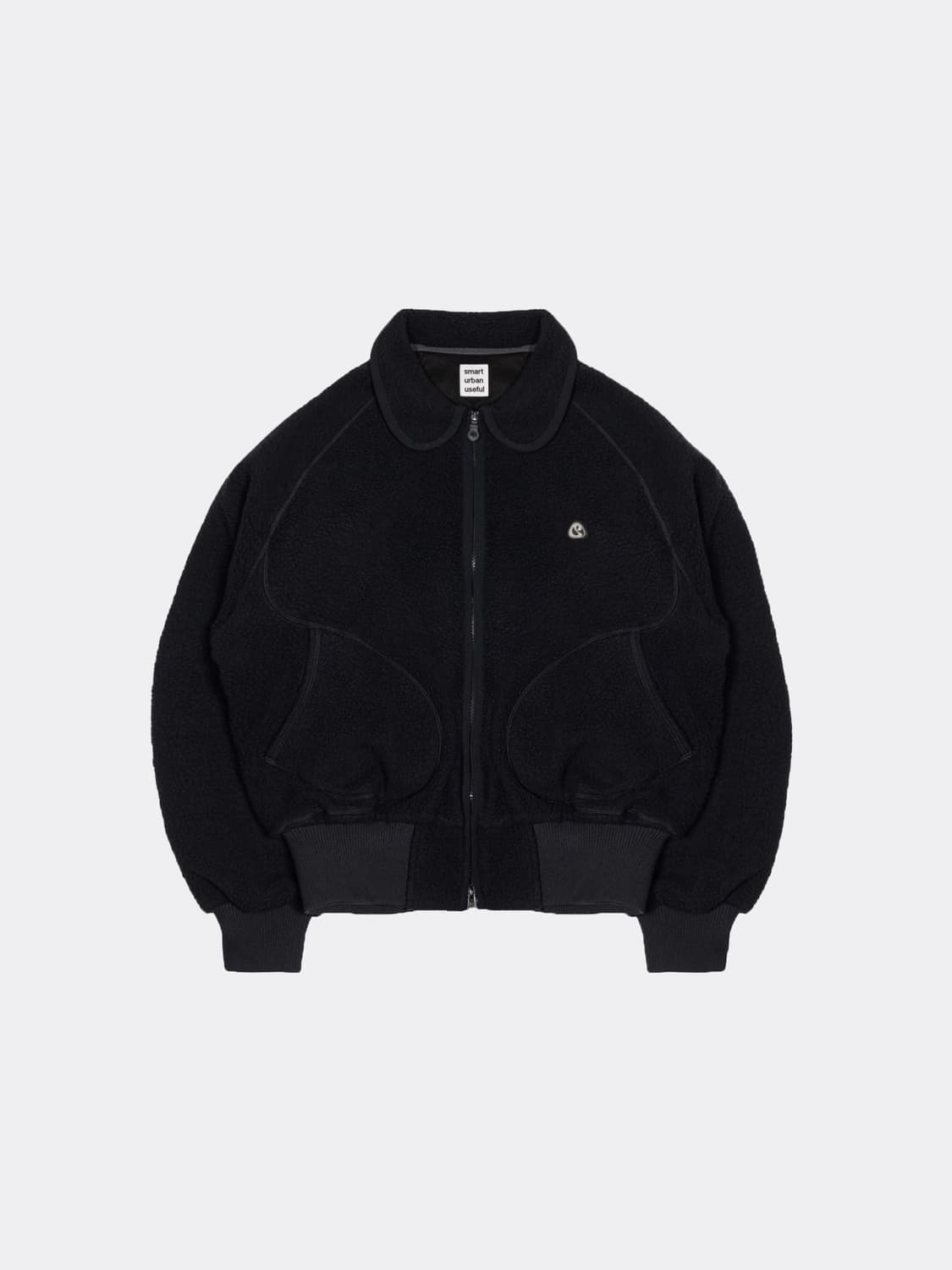 suu 라운드 카라 플리스 자켓 블루 그레이 상품이미지3