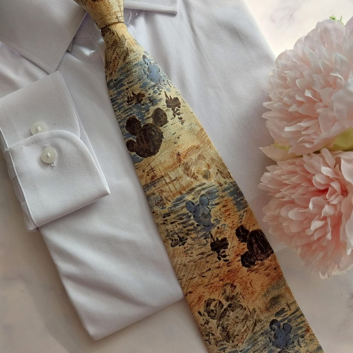 디즈니 실크 베이지 믹스 패턴 넥타이 9.5cm A등급 K1298
 상품이미지8