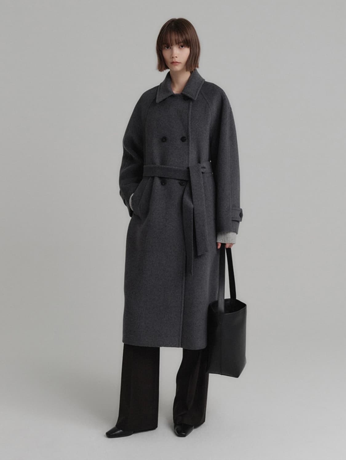 룩캐스트 헤링본 벨티드 코트 상품이미지2