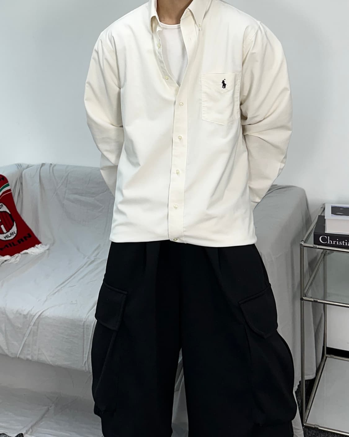 폴로 랄프로렌 화이트 오버핏 셔츠 L 상품이미지1