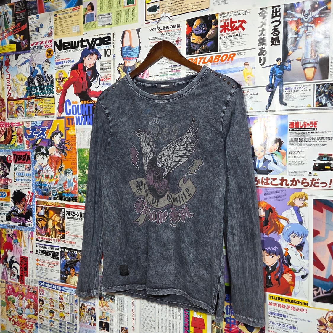 버커루 스터드 빈티지 프린팅 펑크 롱슬리브 상품이미지1