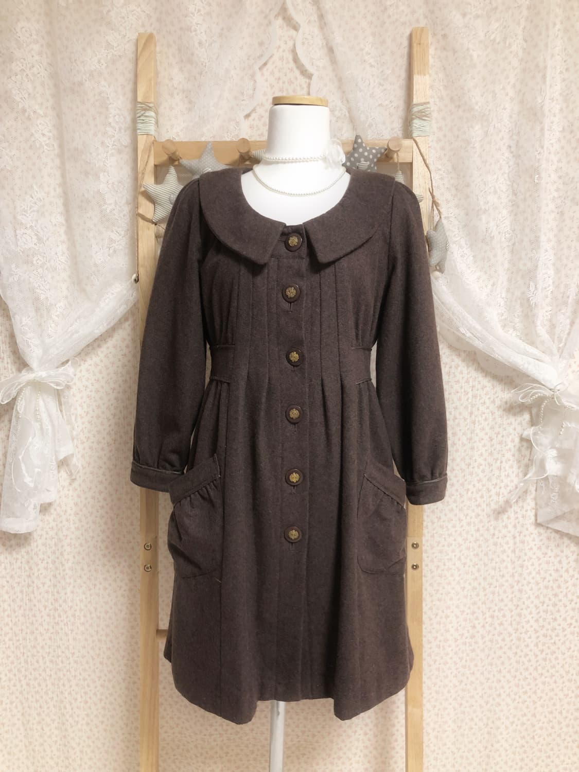 빈티지 엑시즈팜 초코 라떼갸루 코트 상품이미지4