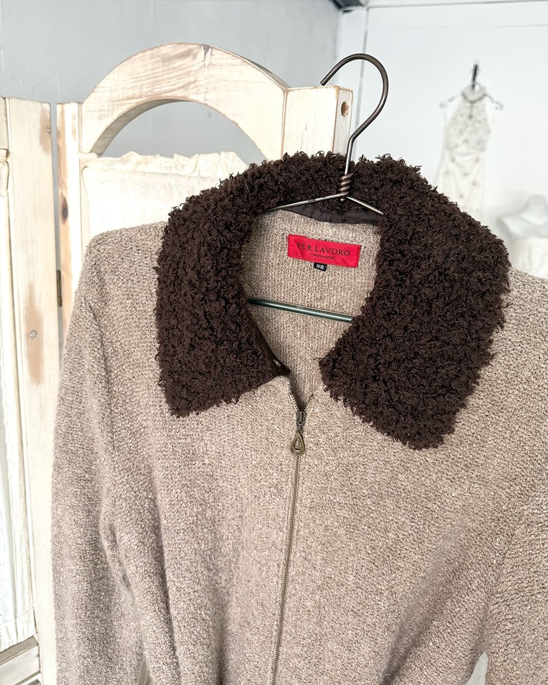 Mute beige wool knit zip-up 상품이미지9