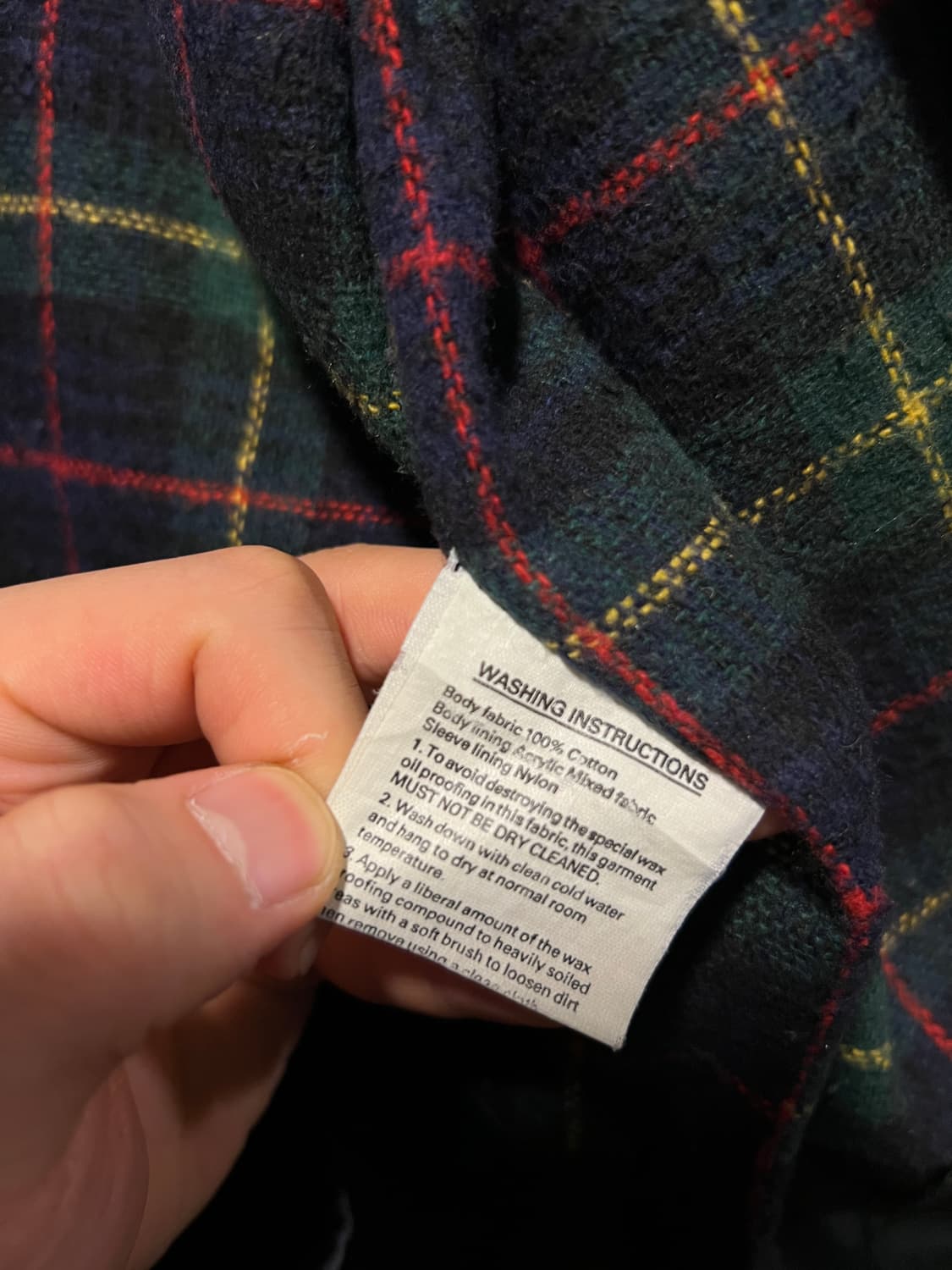 [M]90's Made in England 체크 라이닝 왁스드 헌팅 자켓 상품이미지7