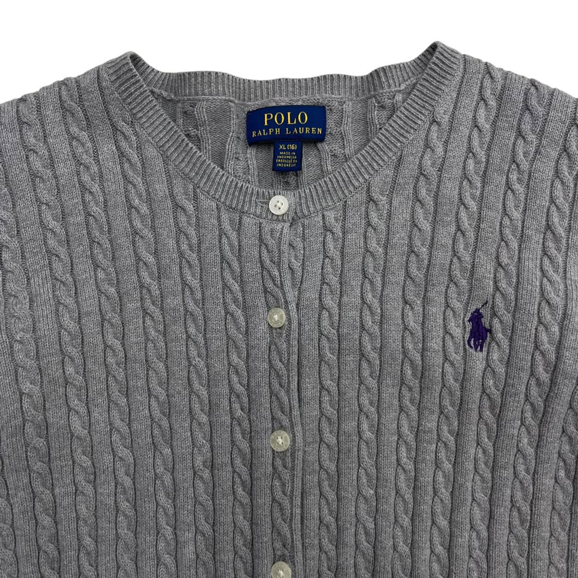 폴로 랄프로렌 네이비포니 그레이 꽈배기 가디건 XL 상품이미지4