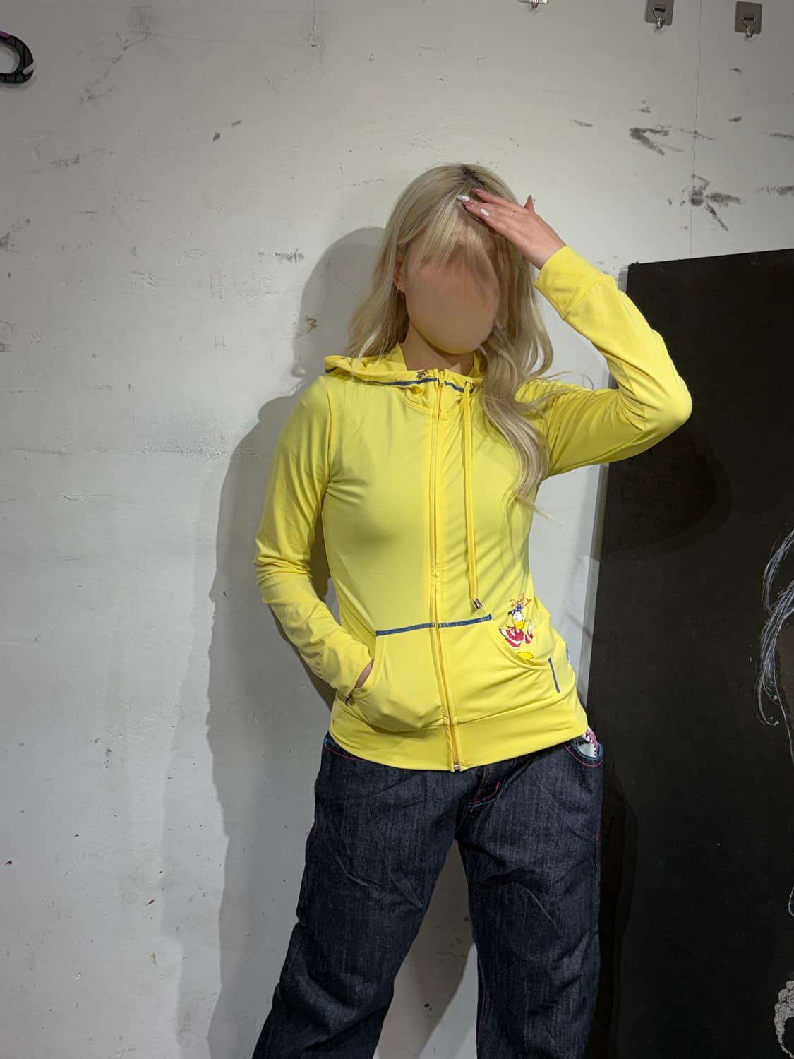 JPN 일본 빈티지 Disney 딱붙핏 와투케 도널드덕 후드집업 져지 상품이미지4