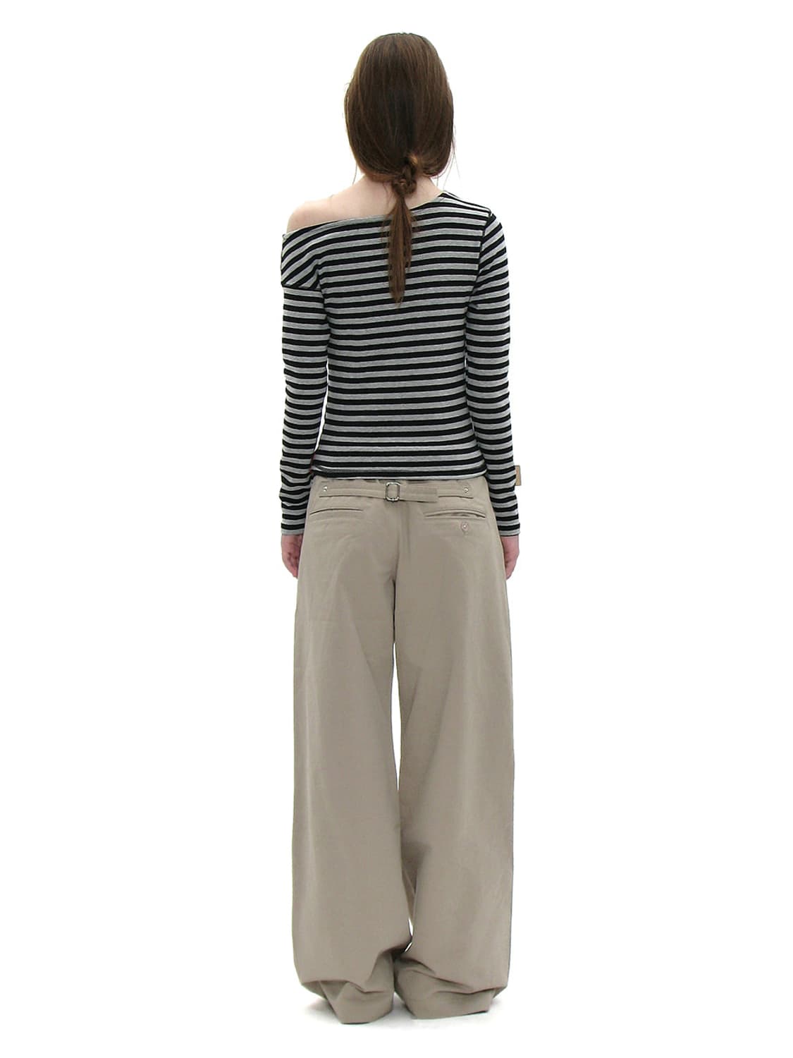 (L) 파르티멘토우먼 PWC 언발란스 져지 슬리브 탑 멜란지스트라이프 상품이미지6