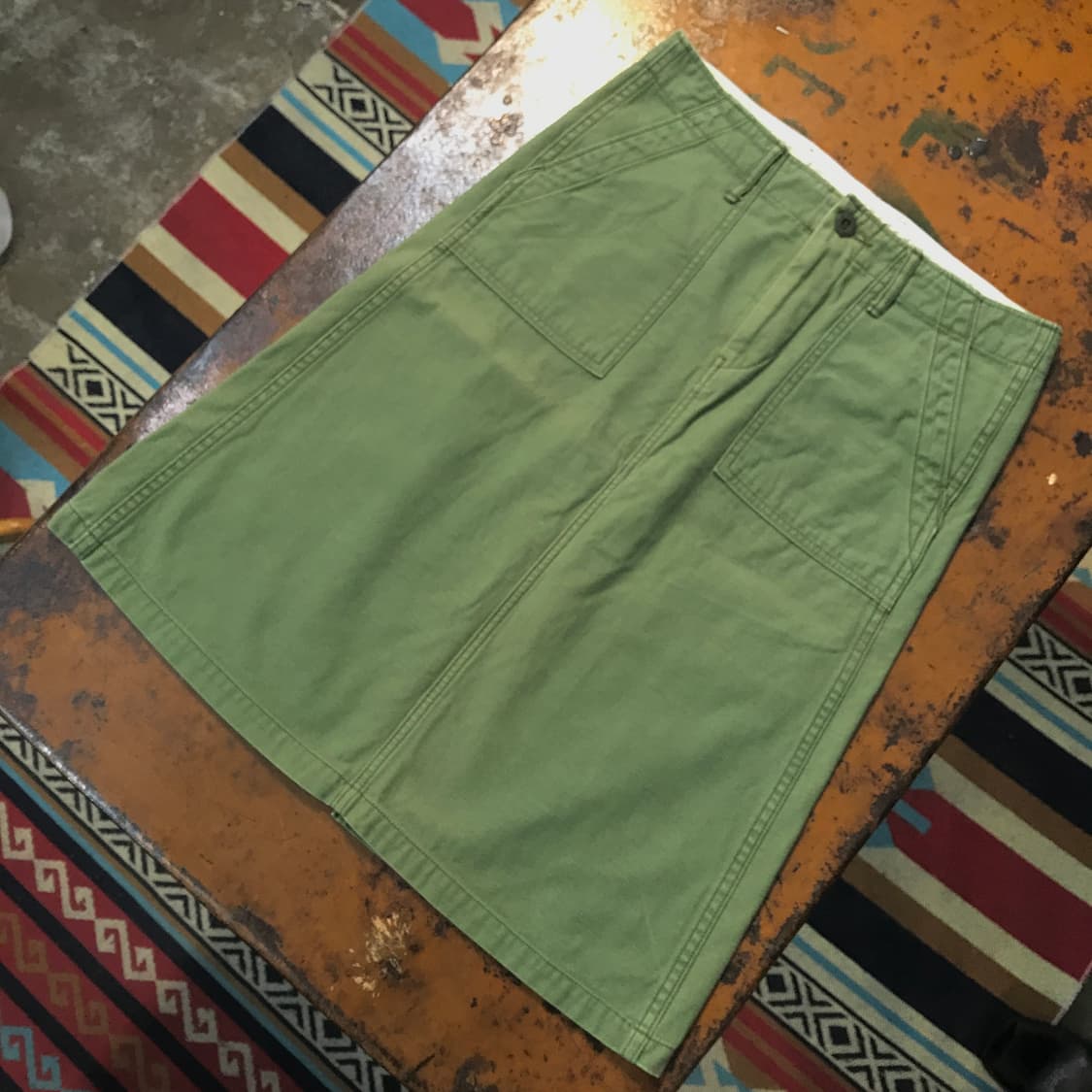 Japan vtg 카키 퍼티그 미디 스커트 허리 30  상품이미지1