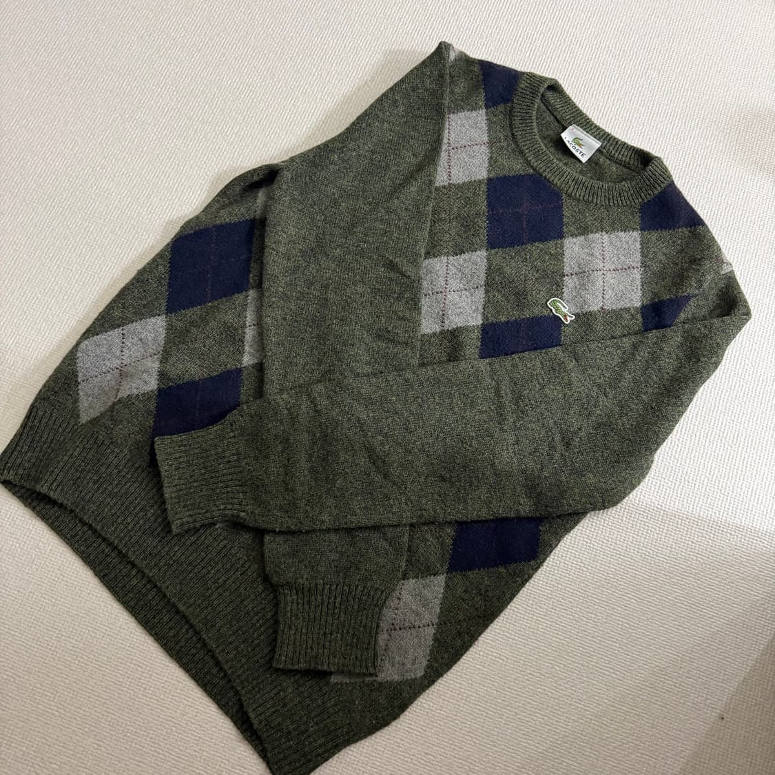 라코스테 카키 그린 아가일 니트 상품이미지4