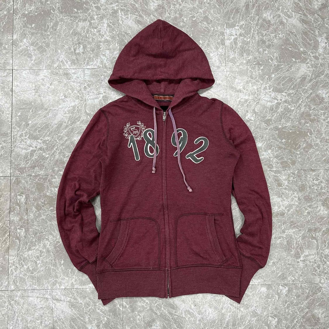 아베크롬비 y2k 여리핏 버건디 후드집업 희귀져지(M) 상품이미지2