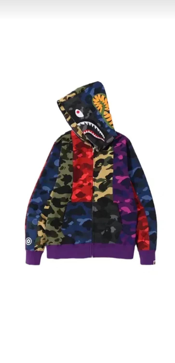 베이프 크레이지믹스카모샤크후드집업 상품이미지2