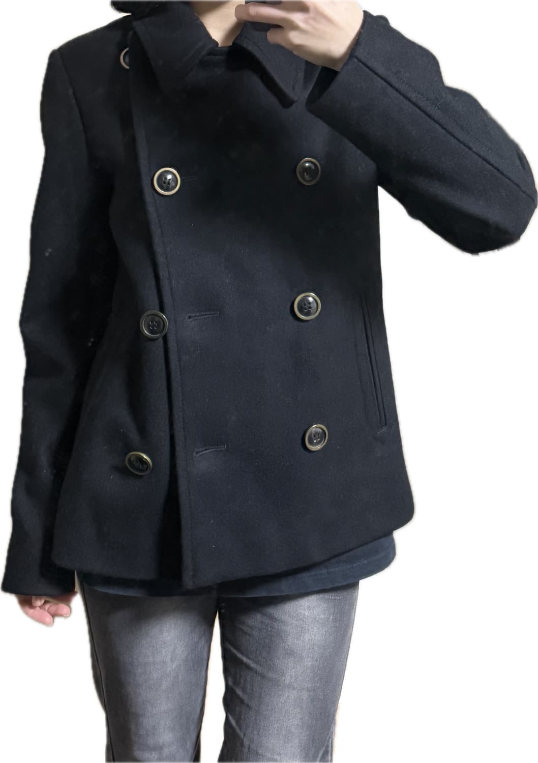 어깨 핏 최고….) 블랙 더블 버튼 카라 자켓 코트 빈티지 상품이미지1
