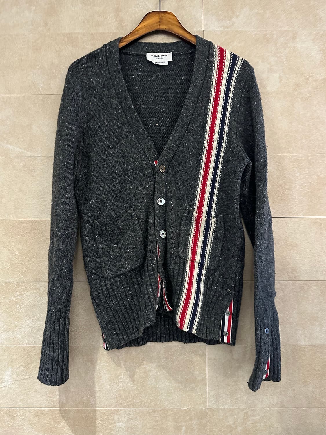 톰브라운 4-바 스트라이프 울 가디건 상품이미지1