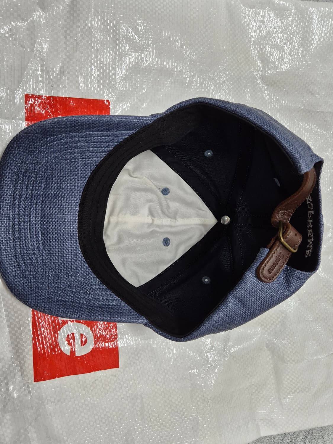 (os) 슈프림 라피아 S로고 캡 6패널 모자 네이비 Supreme 상품이미지3