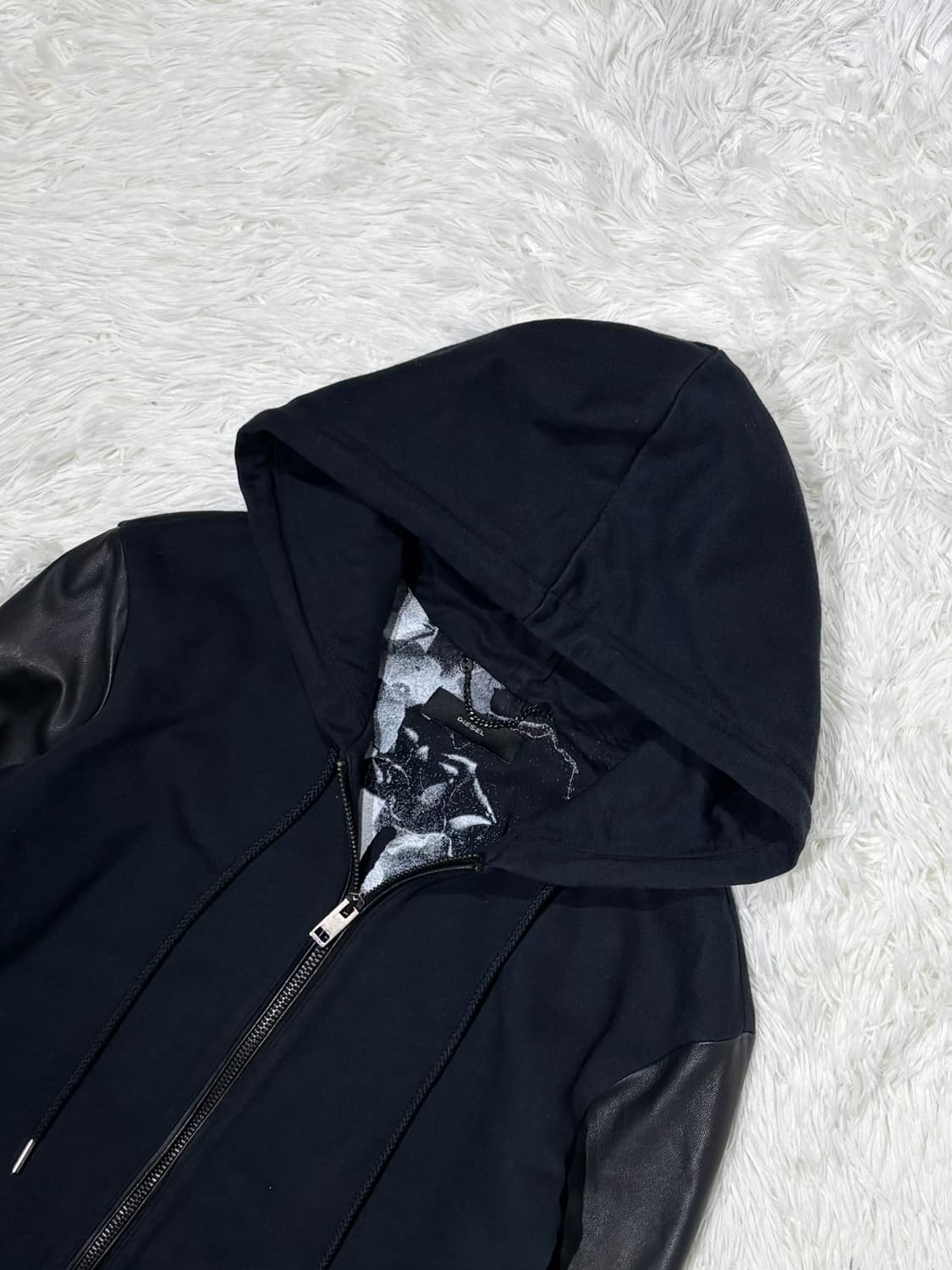 디젤 레더 슬리브 롱 후드집업 상품이미지5