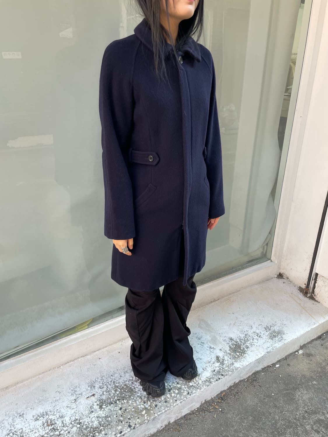 Sunao Kuwahara 네이비 울 코트 상품이미지1