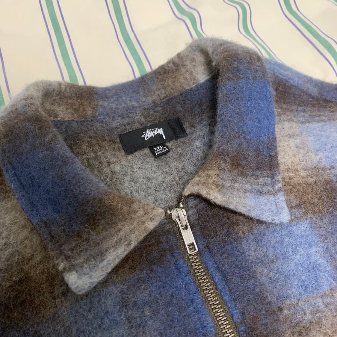 스투시 모헤어 플레이드 집 셔츠 xxl 상품이미지5