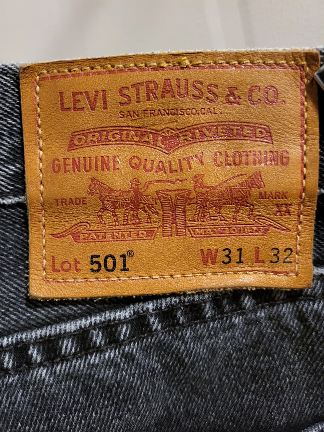 리바이스 501 프리미엄 흑청 데님 W31 L32 상품이미지5