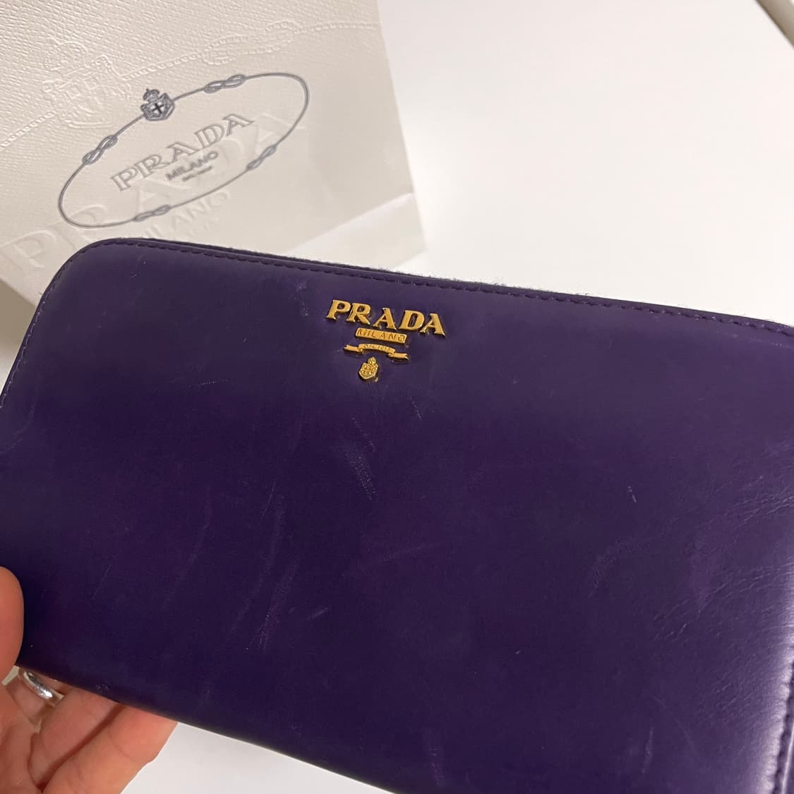 [정품/미사용] 프라다 빈티지 장지갑 퍼플 보라색 가지색 상품이미지2