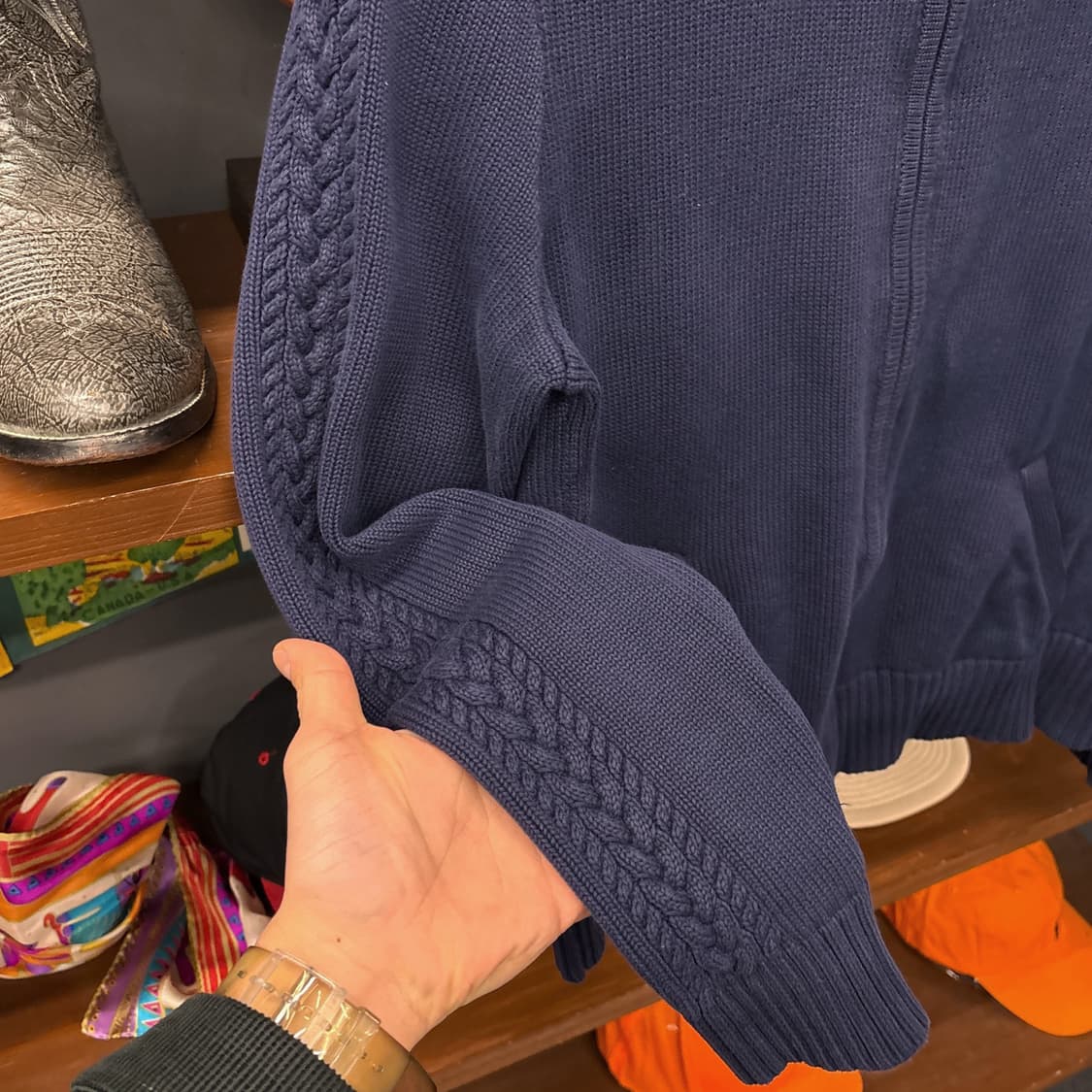 랄프로렌 스포츠 청키립 사이드케이블 니트집업 네이비 N924 상품이미지6