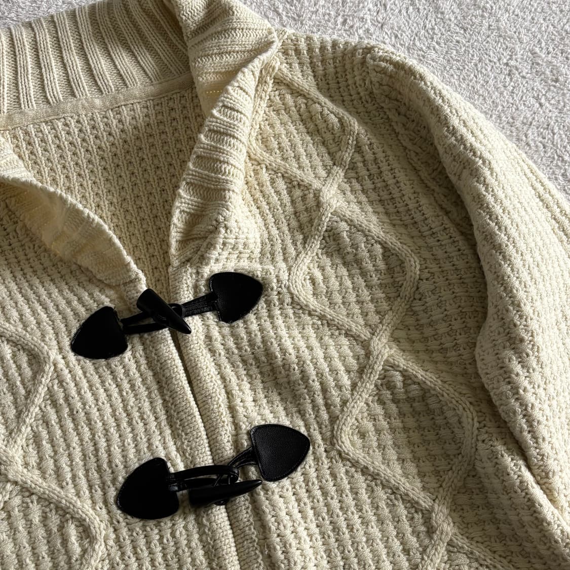 일본빈티지 아이보리 꽈배기 니트 떡코 가디건 상품이미지2