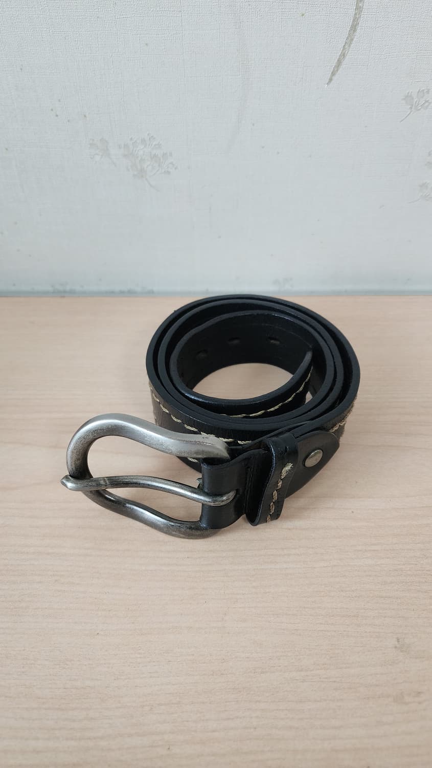 통가죽 벨트 블랙 스티치 빈티지 스타일 상품이미지1
