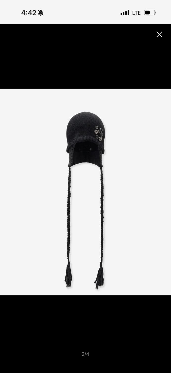 BUTTON BRAID STRAP KNIT BEANIE-BLACK 상품이미지2