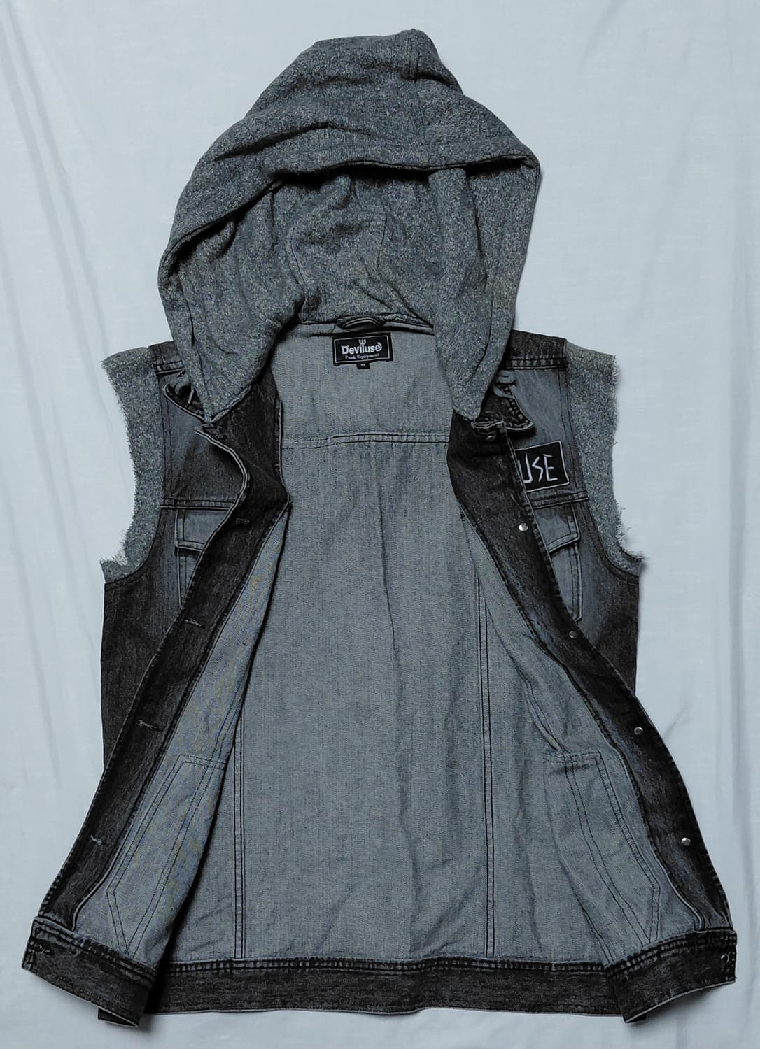 [M] Deviluse(데빌유즈) 펑크 락 후드 데님 베스트 상품이미지4