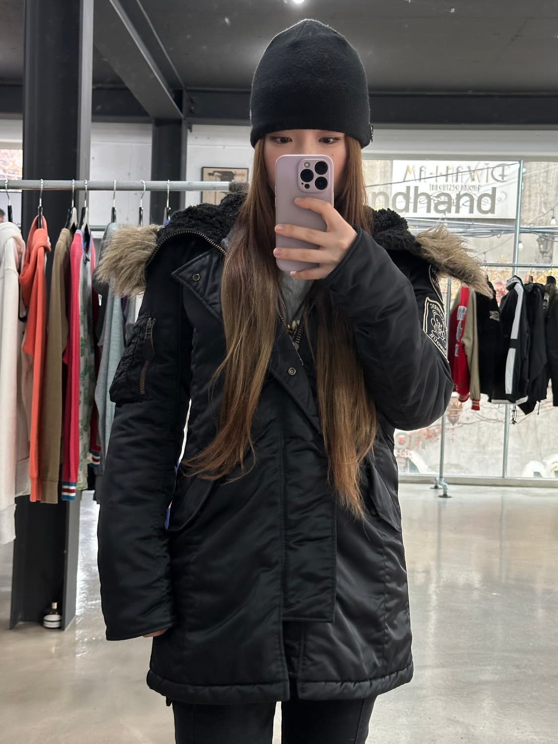 히스테릭글래머 퍽베어 N3b 하이넥 퍼 롱점퍼 상품이미지5