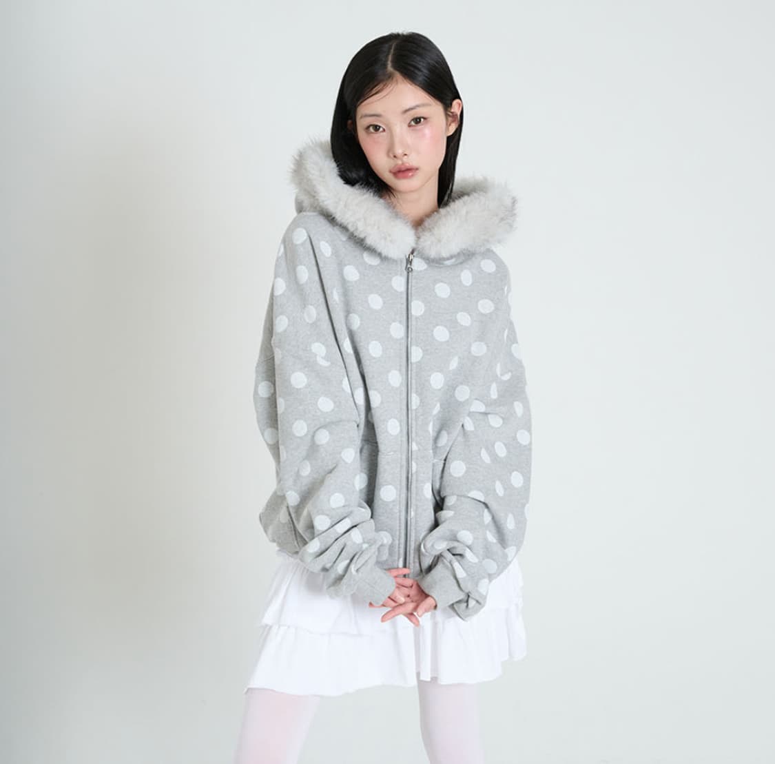 [새상품]잇자바이브 도트 윙스 퍼 후드집업 상품이미지1