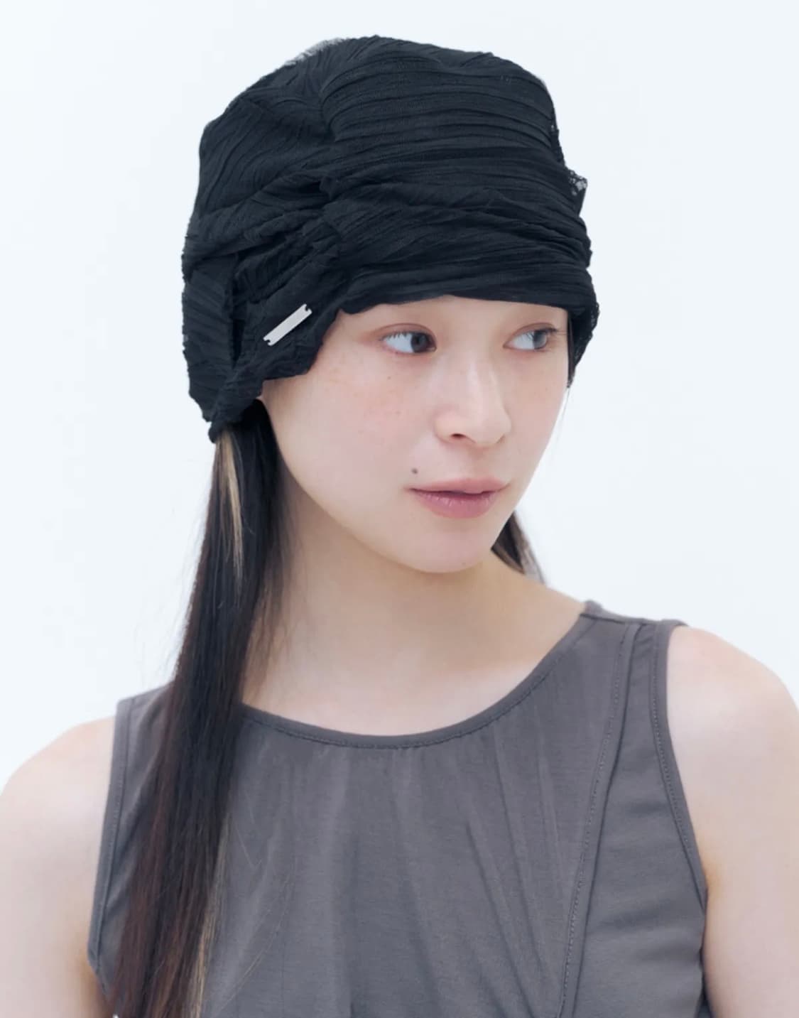 [새상품]미세키서울 비니 Sheer turban beanie BLACK  상품이미지2