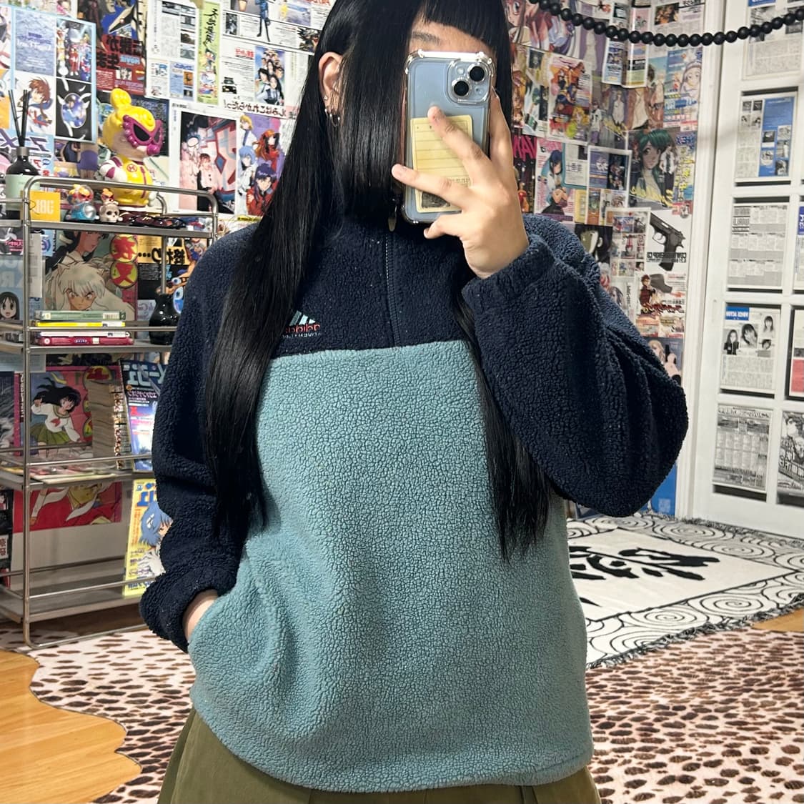 아디다스 블루 아노락 반집업 후리스 상품이미지2