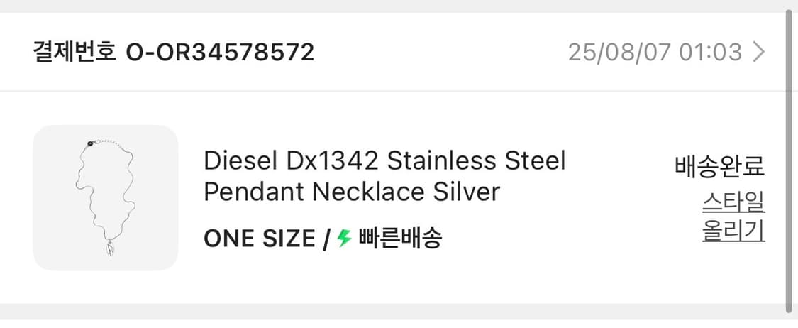 [정품+풀박스] 디젤 스테인리스 스틸 펜던트 실버 목걸이 상품이미지8