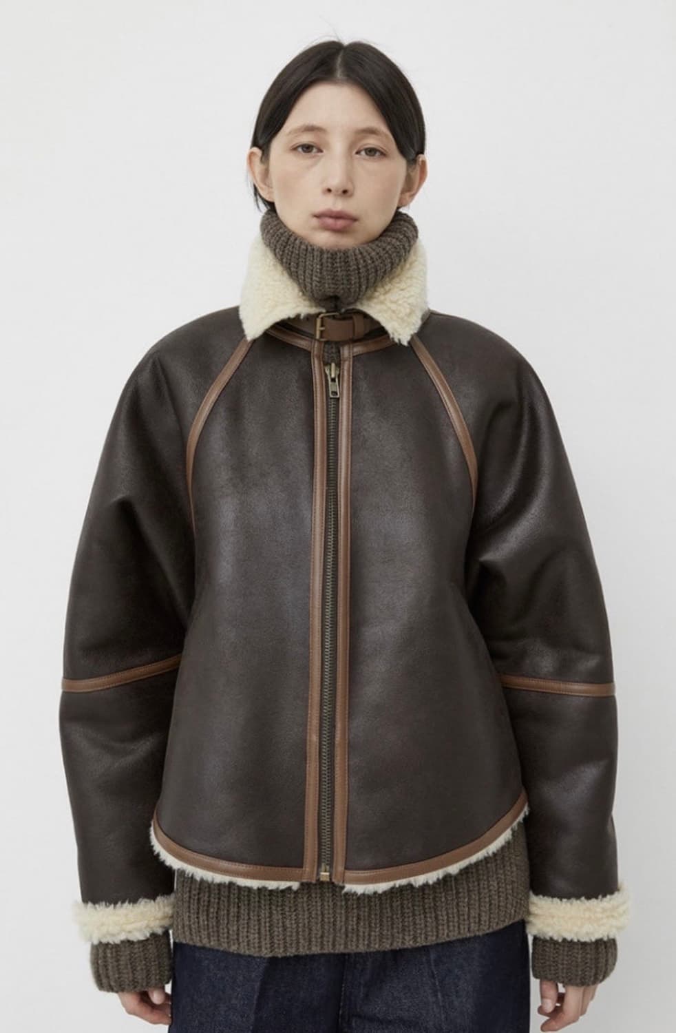 노티아 무스탕 자켓 M 브라운 상품이미지1