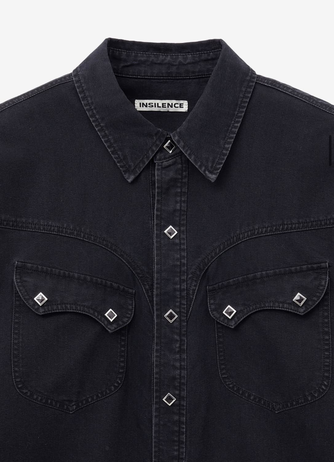 (새상품)(L)인사일런스 워시드 데님 웨스턴 셔츠 WASHED BLACK 상품이미지7