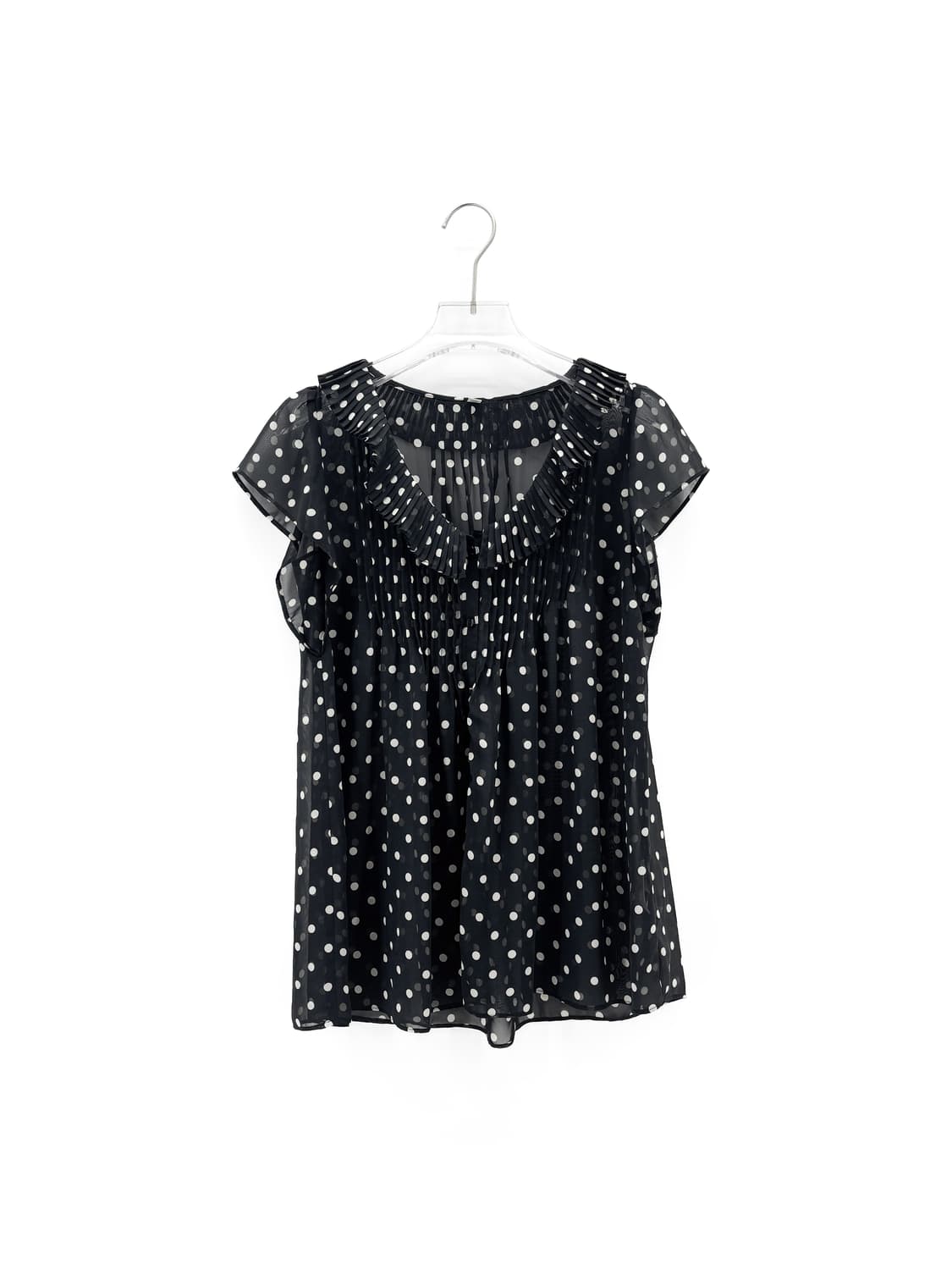 빈티지 도트 플리츠 블라우스 상품이미지1