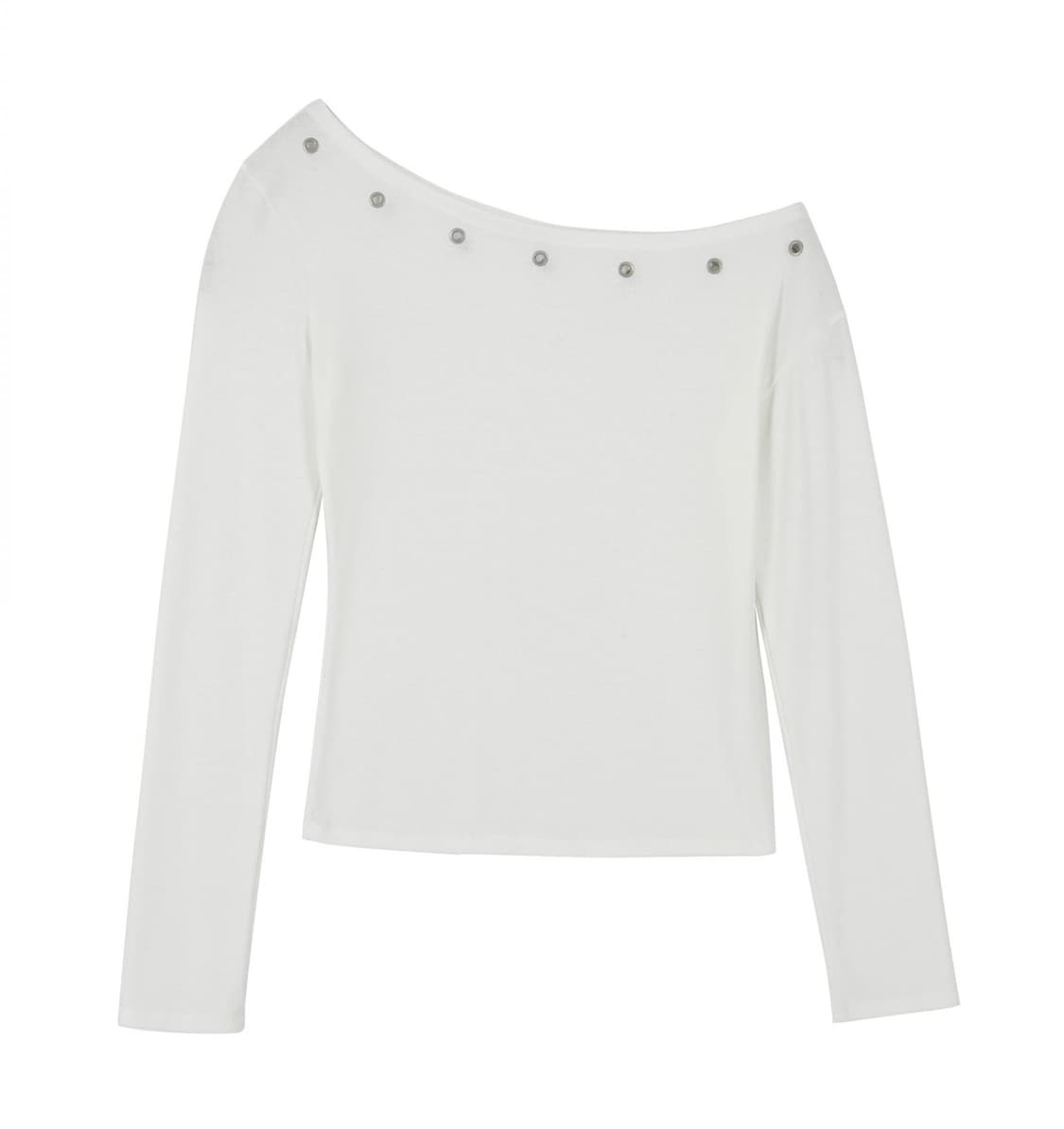 아수라 아일렛 원 숄더 롱 슬리브리스 티셔츠 아이보리 상품이미지9