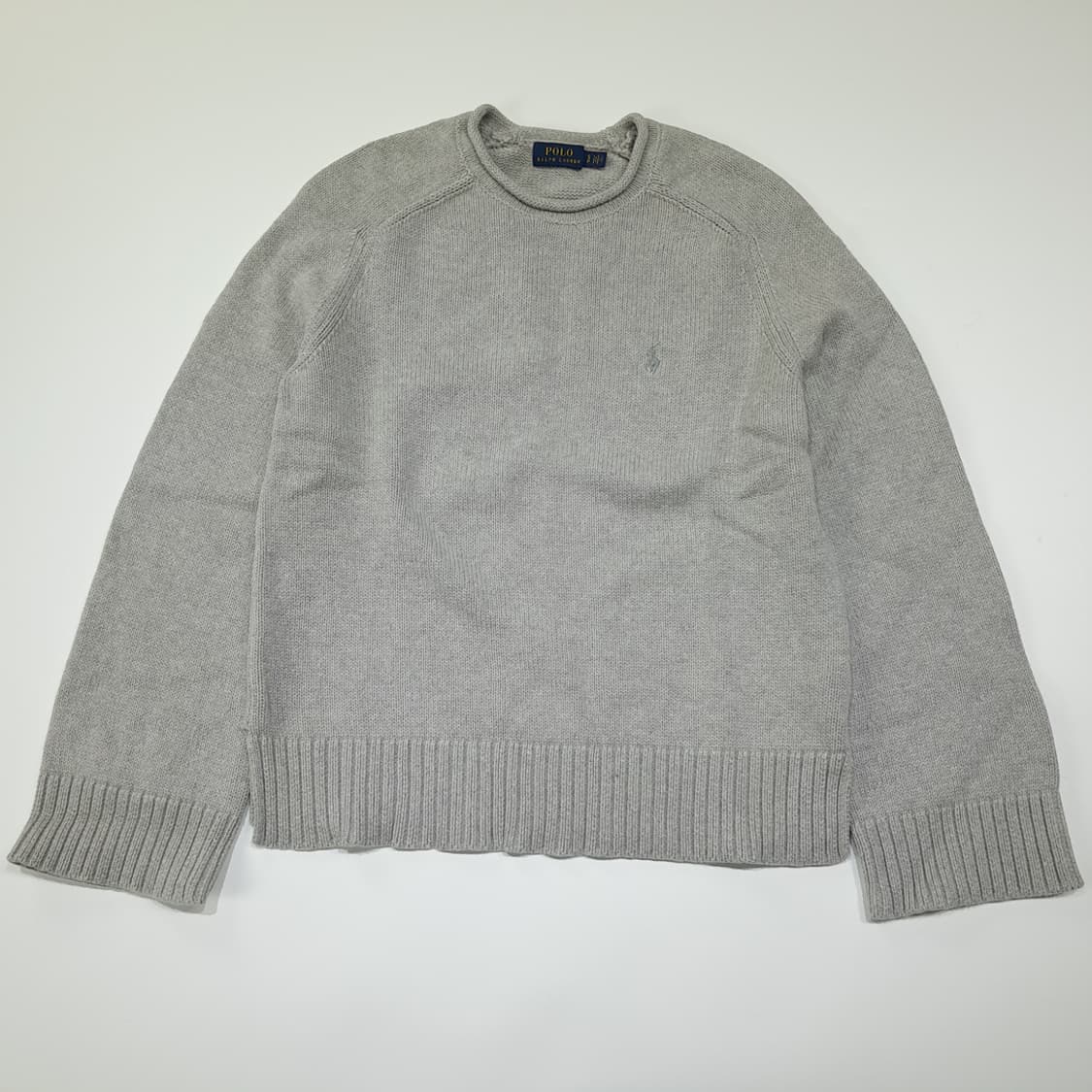 CL359 S 폴로 코튼 래글런 롤링엣지 아이스그레이 니트 스웨터 상품이미지1