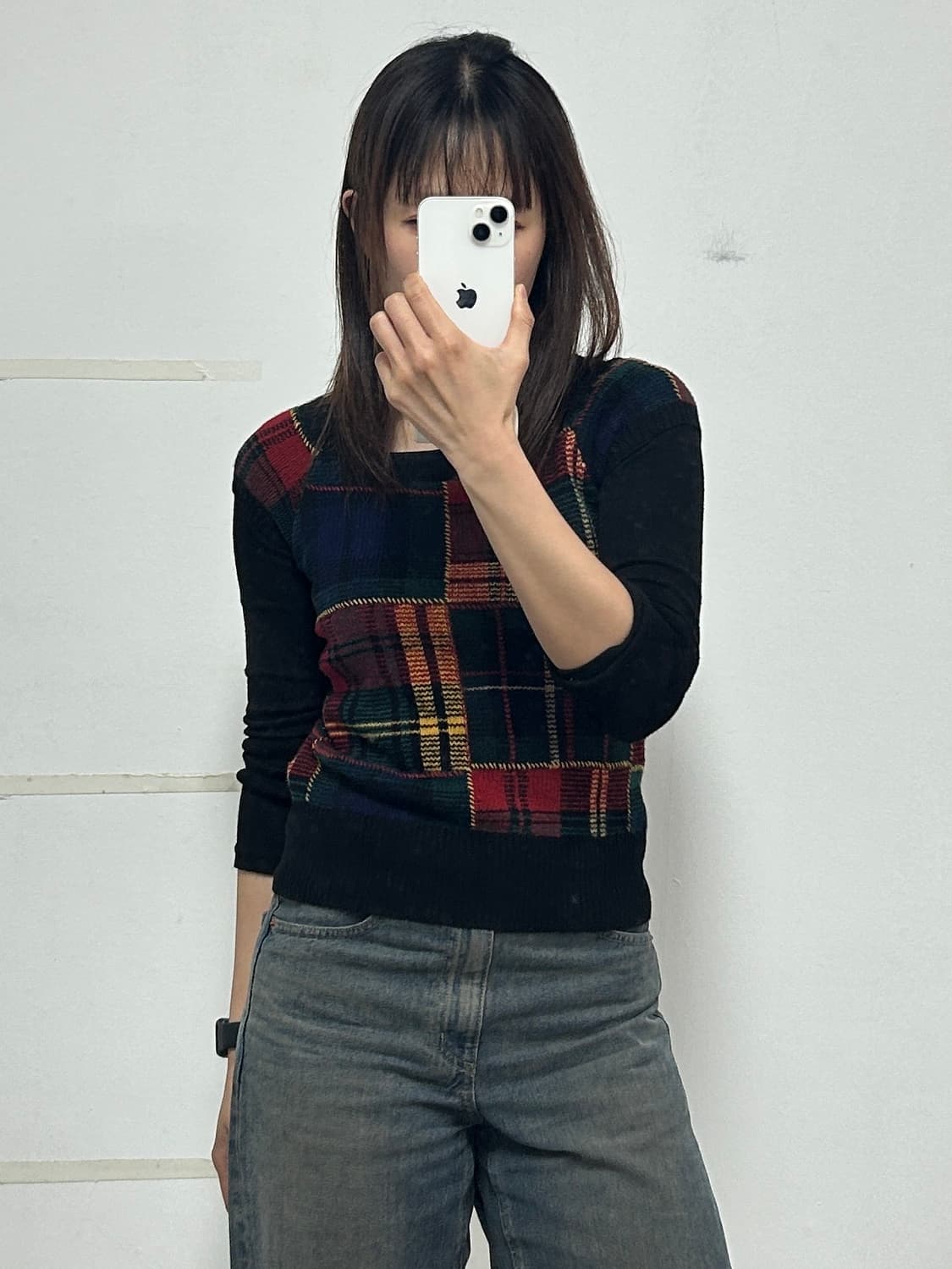 랄프 로렌 타탄체크 하프 니트 상품이미지1